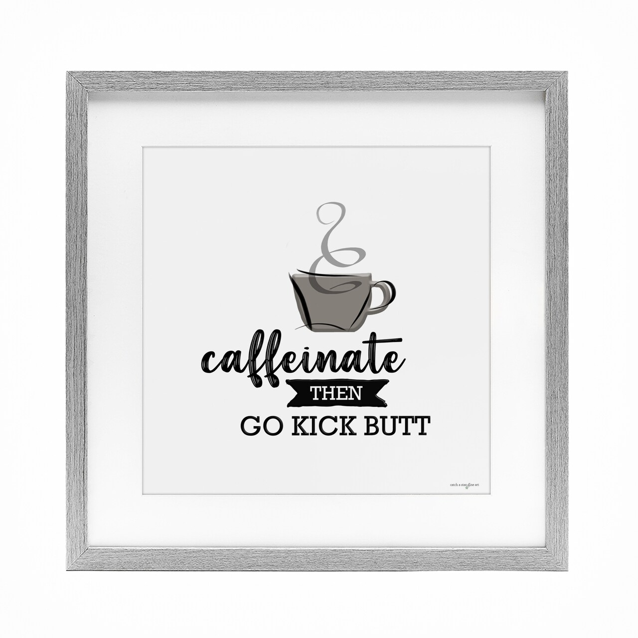 Stupell Industries Caffeinate Then Kick Butt Framed Print Under Glass, design by Seven Trees Design
